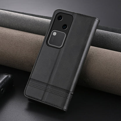 For vivo S18 AZNS Magnetic Calf Texture Leather Phone Case(Black)