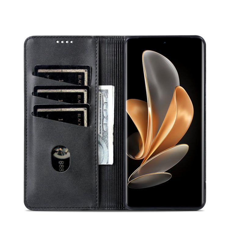 For vivo S18 AZNS Magnetic Calf Texture Leather Phone Case(Black)