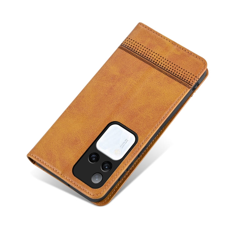 For vivo S18 Pro AZNS Magnetic Calf Texture Leather Phone Case(Light Brown)