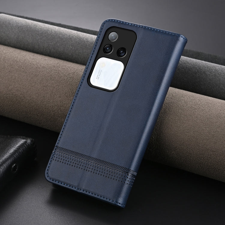 For vivo S18 Pro AZNS Magnetic Calf Texture Leather Phone Case(Dark Blu)