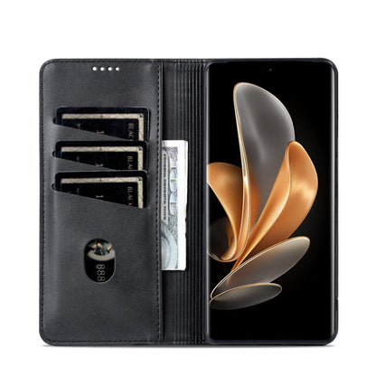 Pour l'étui de téléphone en cuir texturé de veau magnétique AZNS pour vivo S18 Pro (noir)