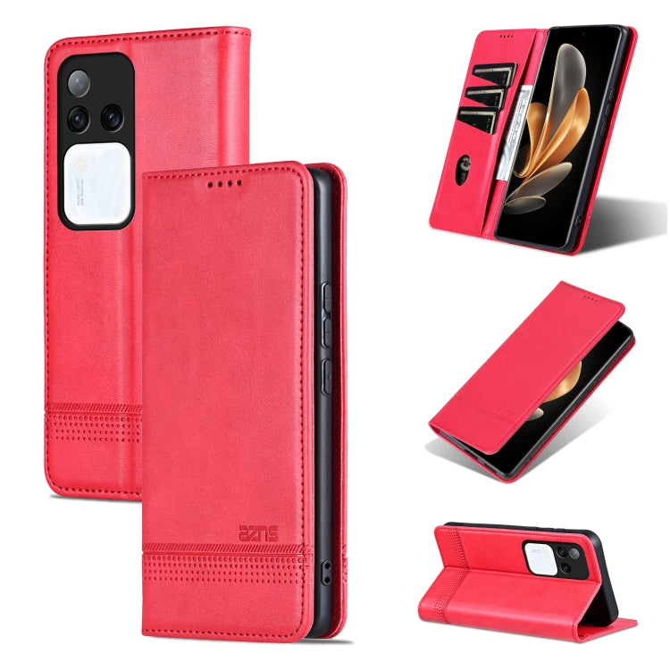 Pour Étui de téléphone en cuir AZNS Magnetic Calf Texture pour vivo S18 Pro (Rouge)