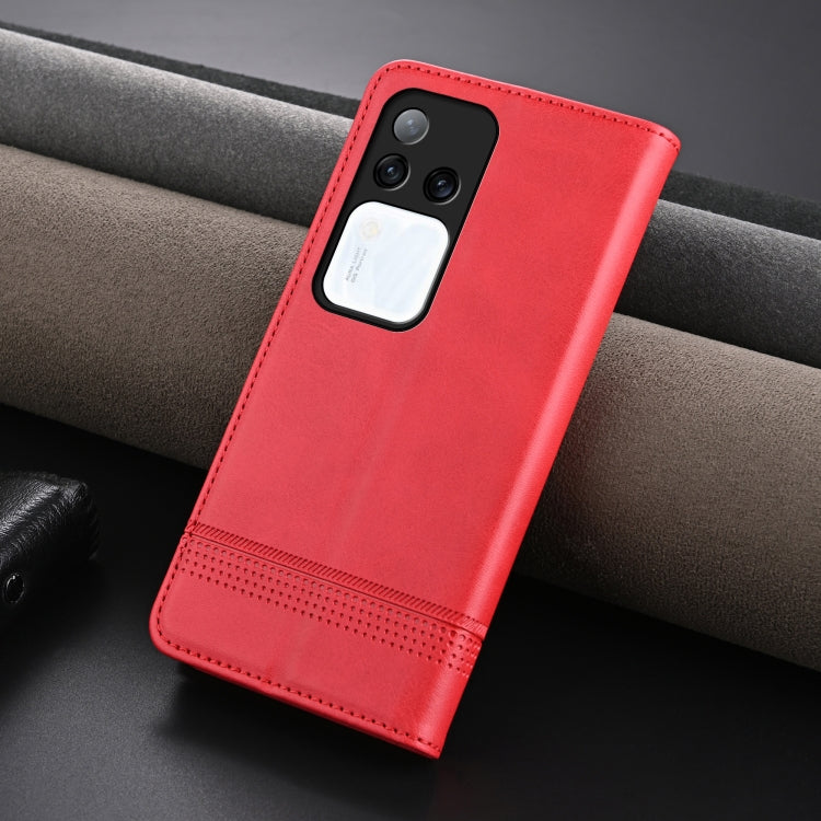 Pour Étui de téléphone en cuir AZNS Magnetic Calf Texture pour vivo S18 Pro (Rouge)
