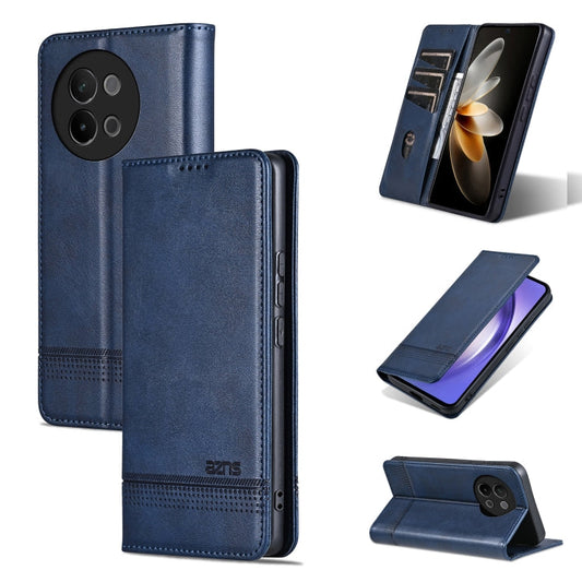 For vivo S18e AZNS Magnetic Calf Texture Leather Phone Case(Dark Blu)