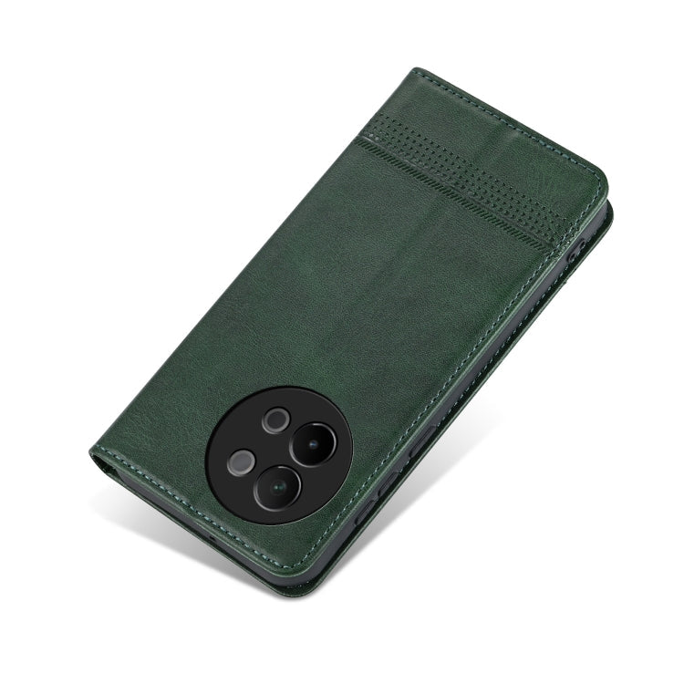 For vivo S18e AZNS Magnetic Calf Texture Leather Phone Case(Dark Green)