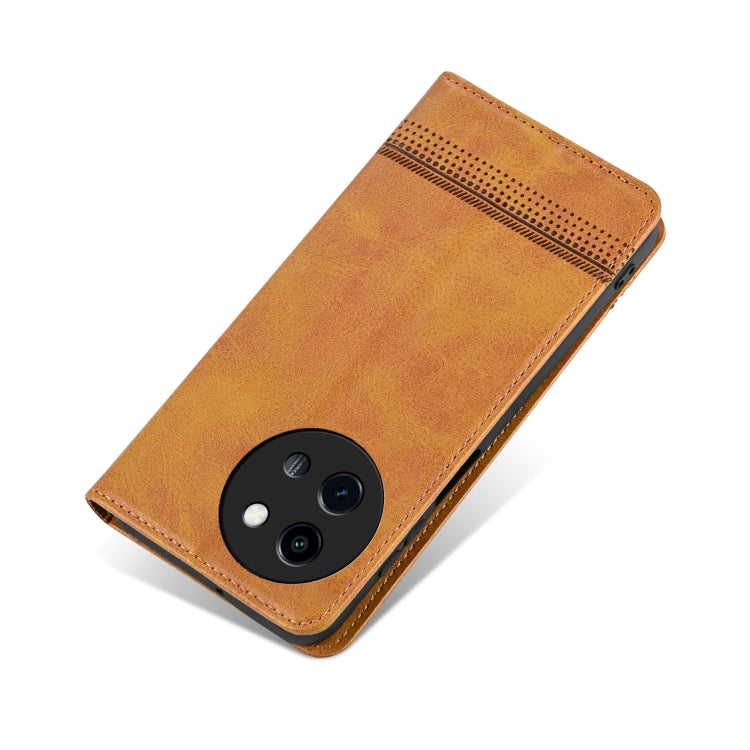 Pour vivo Y200i 5G/Y38/T3x AZNS Étui de téléphone en cuir magnétique texturé veau (marron clair)