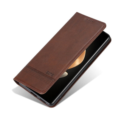 For vivo S19 AZNS Magnetic Calf Texture Leather Phone Case(Dark Brown)