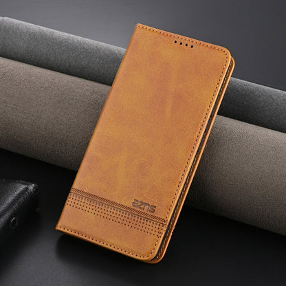 For vivo S19 AZNS Magnetic Calf Texture Leather Phone Case(Light Brown)