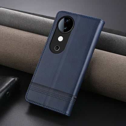 For vivo S19 Pro AZNS Magnetic Calf Texture Leather Phone Case(Dark Blu)