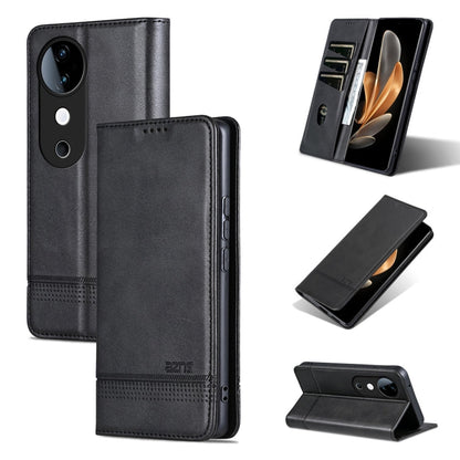 For vivo S19 Pro AZNS Magnetic Calf Texture Leather Phone Case(Black)