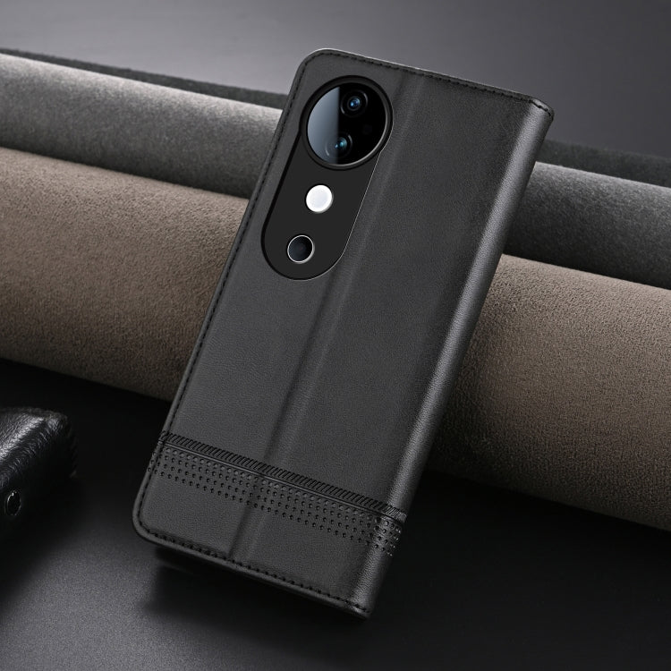 For vivo S19 Pro AZNS Magnetic Calf Texture Leather Phone Case(Black)