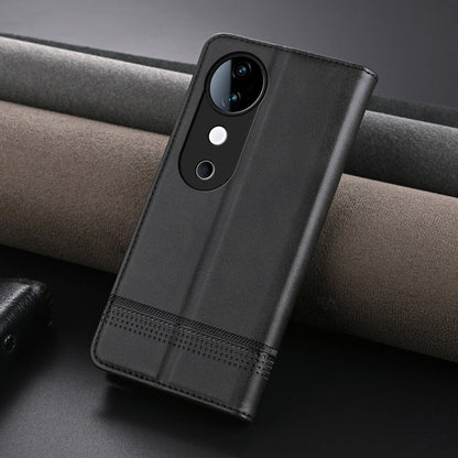 For vivo S19 Pro AZNS Magnetic Calf Texture Leather Phone Case(Black)