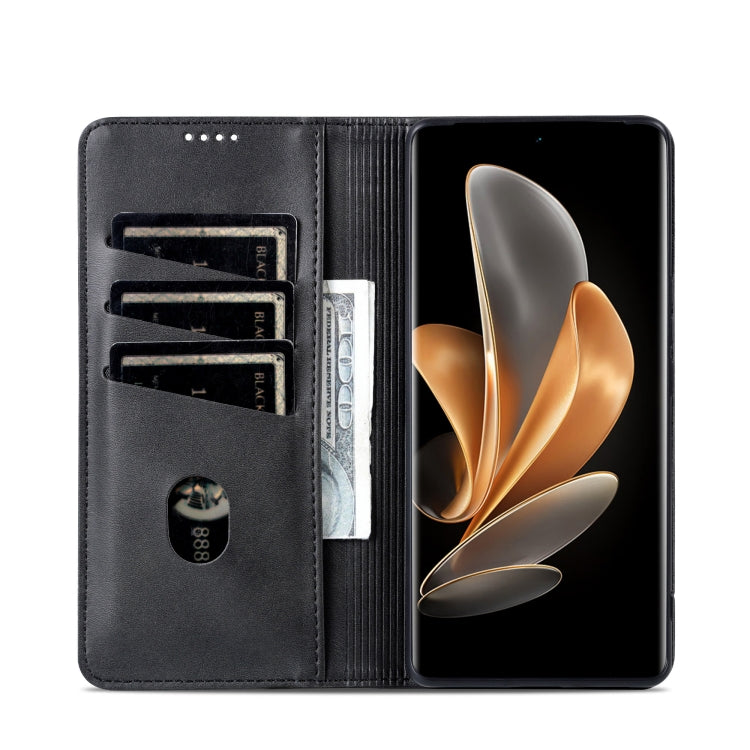 For vivo S19 Pro AZNS Magnetic Calf Texture Leather Phone Case(Black)