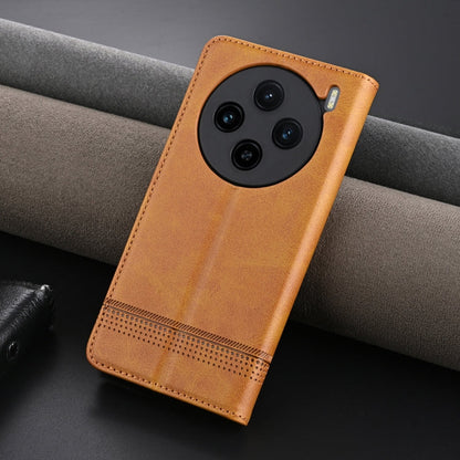 For vivo X100s AZNS Magnetic Calf Texture Leather Phone Case(Light Brown)