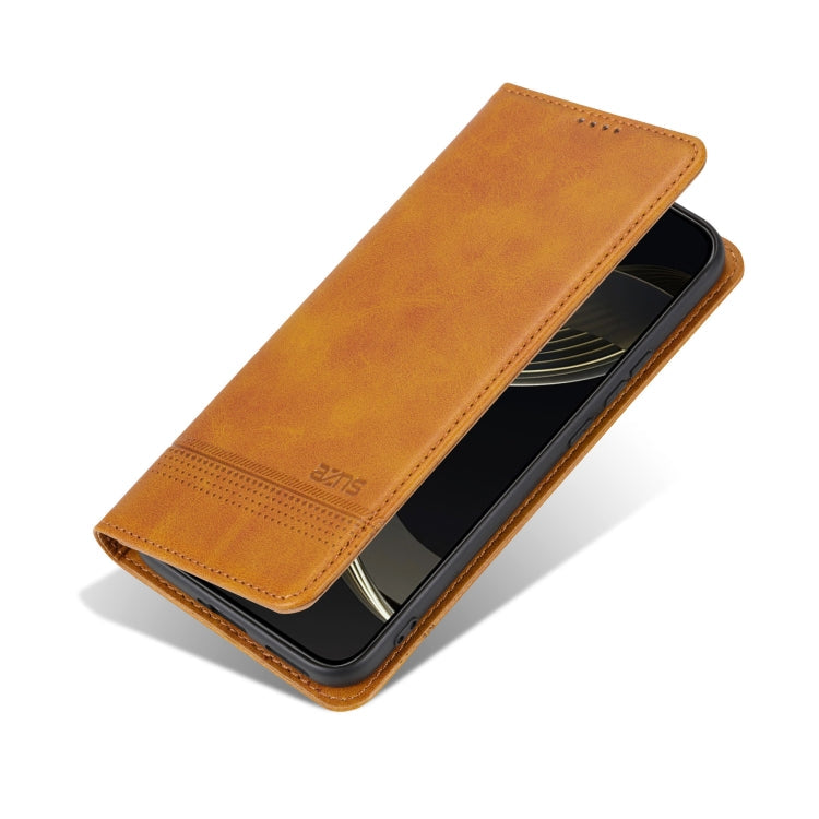 For vivo X100s AZNS Magnetic Calf Texture Leather Phone Case(Light Brown)