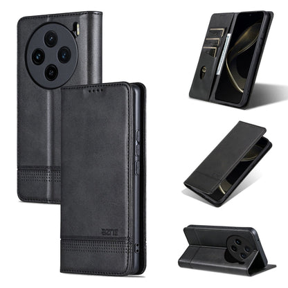 For vivo X100s AZNS Magnetic Calf Texture Leather Phone Case(Black)