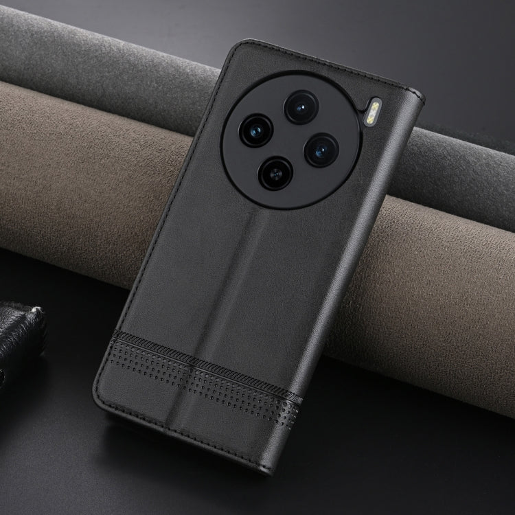 For vivo X100s AZNS Magnetic Calf Texture Leather Phone Case(Black)