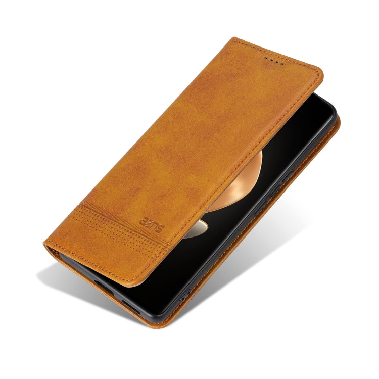 For vivo Y200 5G AZNS Magnetic Calf Texture Leather Phone Case(Light Brown)