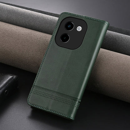 For vivo Y200 5G AZNS Magnetic Calf Texture Leather Phone Case(Dark Green)