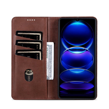 For vivo Y18 / Y18s AZNS Magnetic Calf Texture Leather Phone Case(Dark Brown)