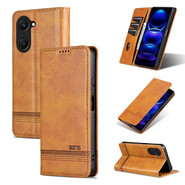 Pour étui de téléphone en cuir à texture de veau magnétique AZNS pour vivo Y18 / Y18s (marron clair)