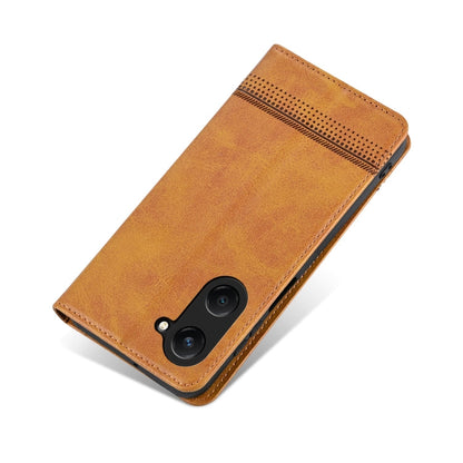Pour étui de téléphone en cuir à texture de veau magnétique AZNS pour vivo Y18 / Y18s (marron clair)