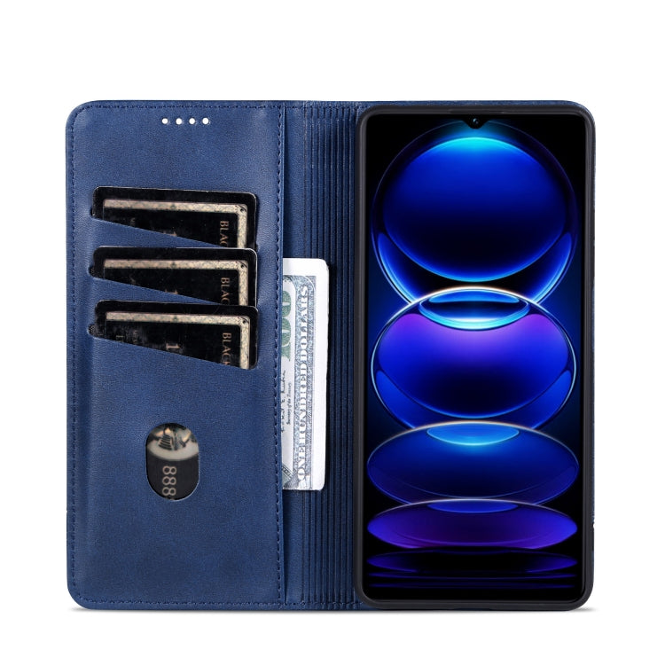 For vivo Y18 / Y18s AZNS Magnetic Calf Texture Leather Phone Case(Dark Blu)