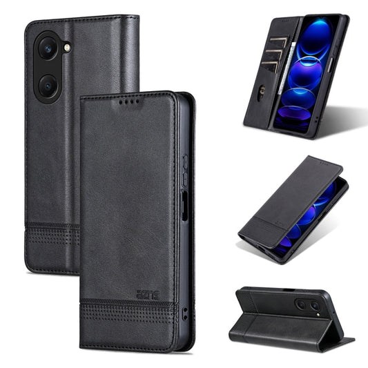 For vivo Y18 / Y18s AZNS Magnetic Calf Texture Leather Phone Case(Black)