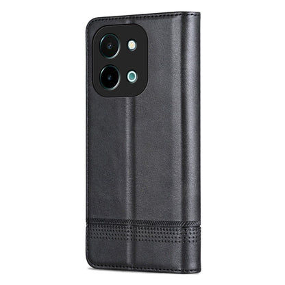 For vivo Y28 4G AZNS Magnetic Calf Texture Leather Phone Case(Black)