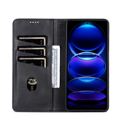 For vivo Y28 4G AZNS Magnetic Calf Texture Leather Phone Case(Black)