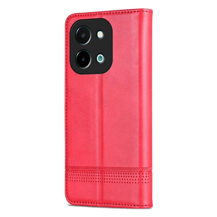 For vivo Y28 4G AZNS Magnetic Calf Texture Leather Phone Case(Red)
