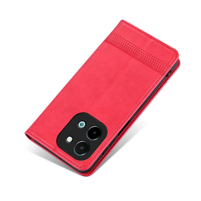 For vivo Y28 4G AZNS Magnetic Calf Texture Leather Phone Case(Red)