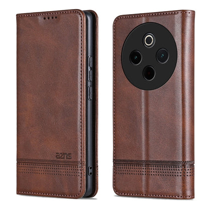 For vivo Y300 Pro AZNS Magnetic Calf Texture Leather Phone Case(Dark Brown)