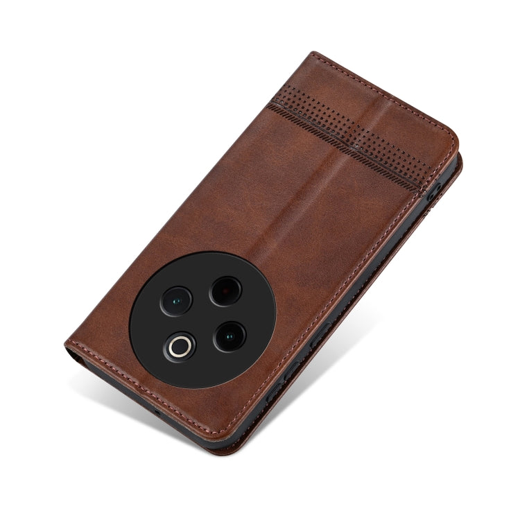 For vivo Y300 Pro AZNS Magnetic Calf Texture Leather Phone Case(Dark Brown)