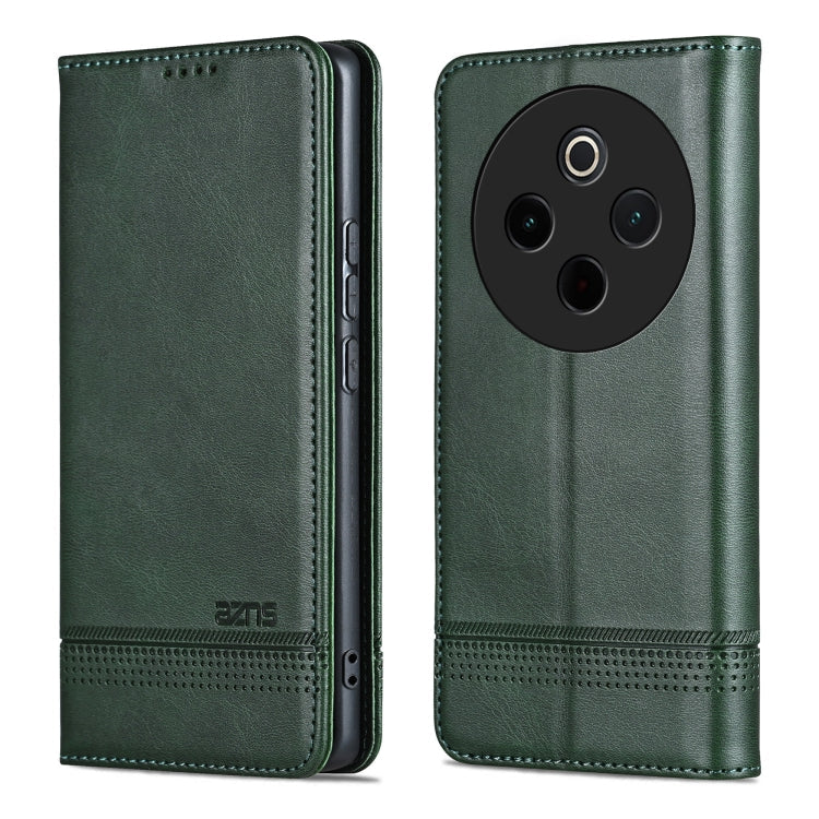 For vivo Y300 Pro AZNS Magnetic Calf Texture Leather Phone Case(Dark Green)