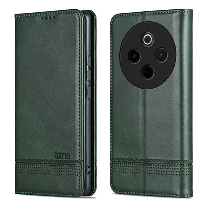 For vivo Y300 Pro AZNS Magnetic Calf Texture Leather Phone Case(Dark Green)