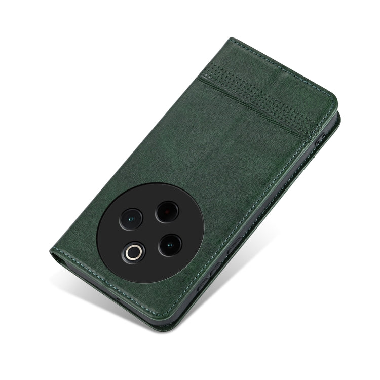 For vivo Y300 Pro AZNS Magnetic Calf Texture Leather Phone Case(Dark Green)