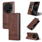 Pour l'étui de téléphone en cuir texturé de veau magnétique AZNS pour Vivo X200 (marron foncé)