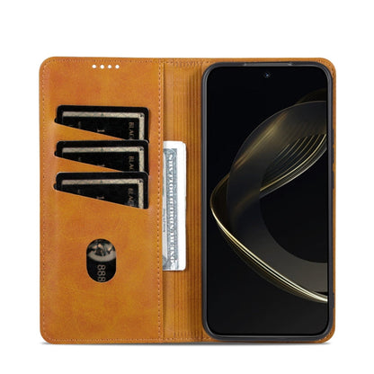 Pour l'étui de téléphone en cuir texturé de veau magnétique AZNS pour vivo X200 (marron clair)