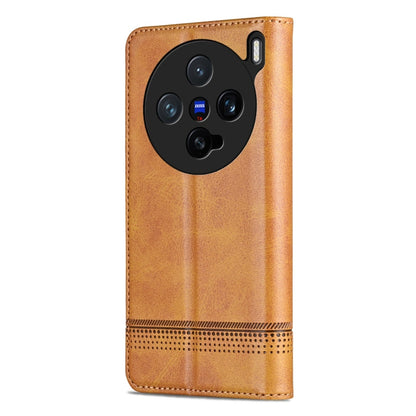 For vivo X200 Pro mini AZNS Magnetic Calf Texture Leather Phone Case(Light Brown)