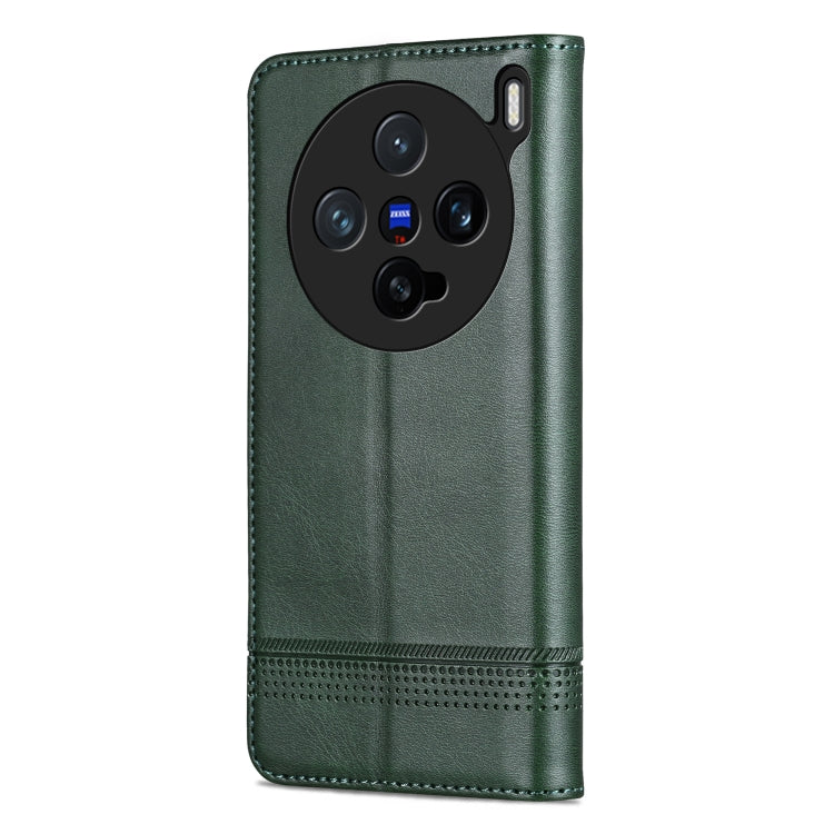 For vivo X200 Pro mini AZNS Magnetic Calf Texture Leather Phone Case(Dark Green)