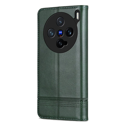 For vivo X200 Pro mini AZNS Magnetic Calf Texture Leather Phone Case(Dark Green)
