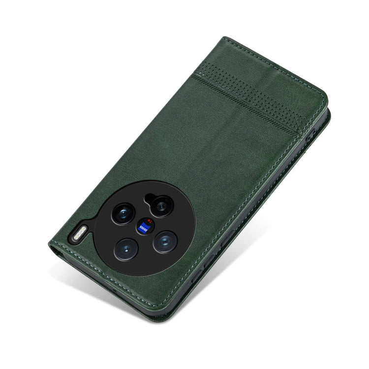 For vivo X200 Pro mini AZNS Magnetic Calf Texture Leather Phone Case(Dark Green)