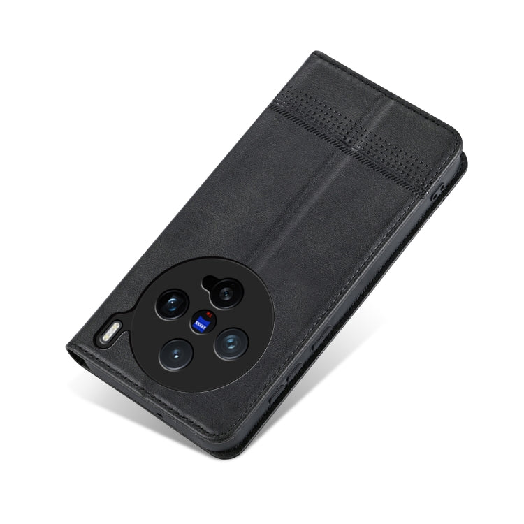 For vivo X200 Pro mini AZNS Magnetic Calf Texture Leather Phone Case(Black)