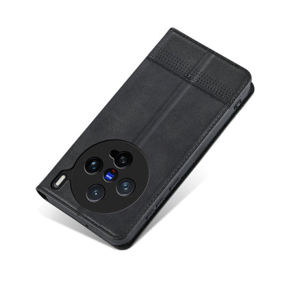 For vivo X200 Pro mini AZNS Magnetic Calf Texture Leather Phone Case(Black)