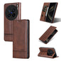 Pour l'étui de téléphone en cuir texturé de veau magnétique AZNS pour vivo X200 Pro (marron foncé)