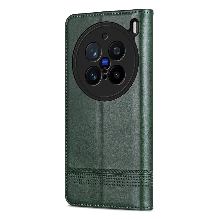 For vivo X200 Pro AZNS Magnetic Calf Texture Leather Phone Case(Dark Green)
