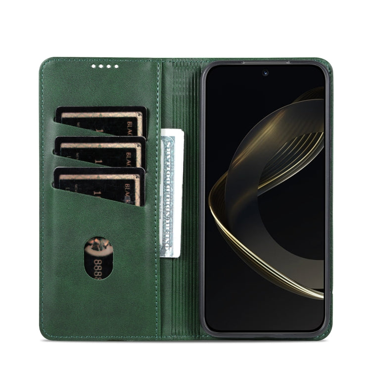 For vivo X200 Pro AZNS Magnetic Calf Texture Leather Phone Case(Dark Green)