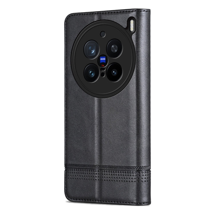For vivo X200 Pro AZNS Magnetic Calf Texture Leather Phone Case(Black)