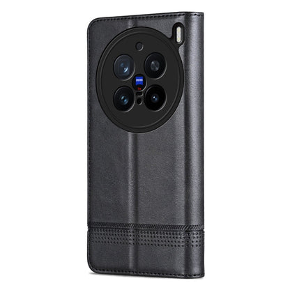 For vivo X200 Pro AZNS Magnetic Calf Texture Leather Phone Case(Black)